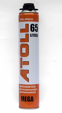 Пена монтажная "ATOLL MEGA 65" 850 мл, профессиональная (12шт/кор)